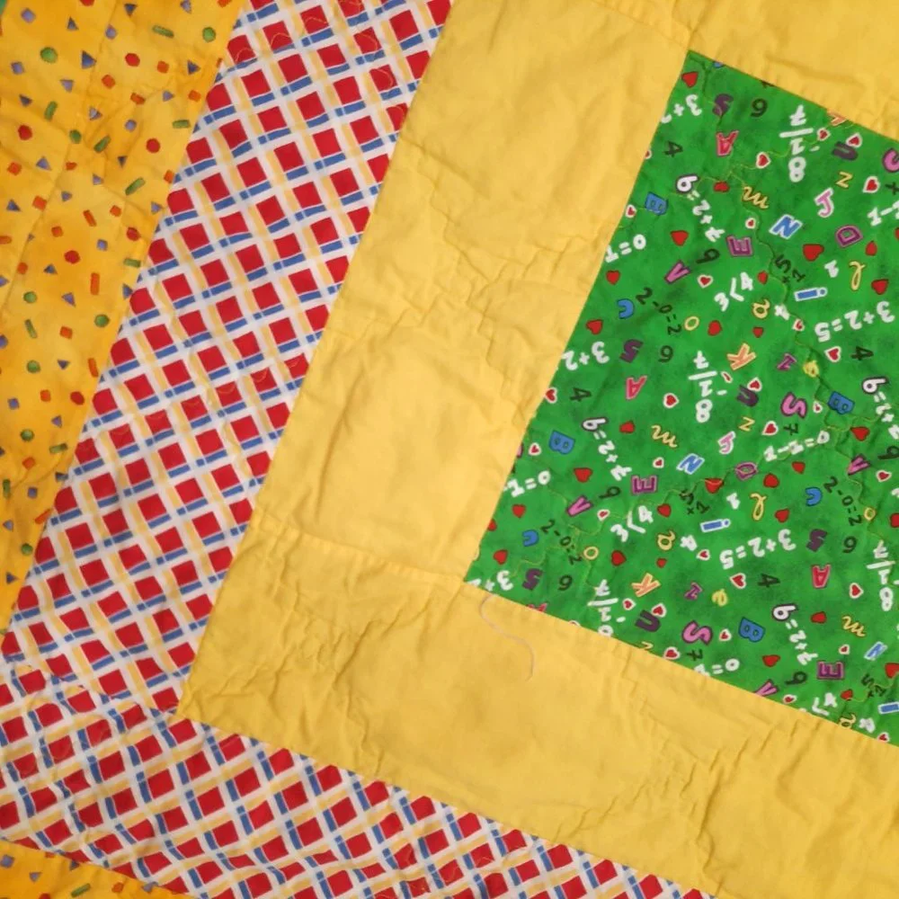 Vintage‎ Patchwork Kids baby Quilt Retro Handmade Nursery Bedding Primary colors